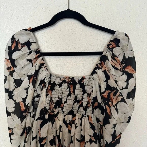 Abercrombie & Fitch Floral Emerson Chiffon Long Sleeve Mini Dress Sz. SMALL TALL - Picture 5 of 8